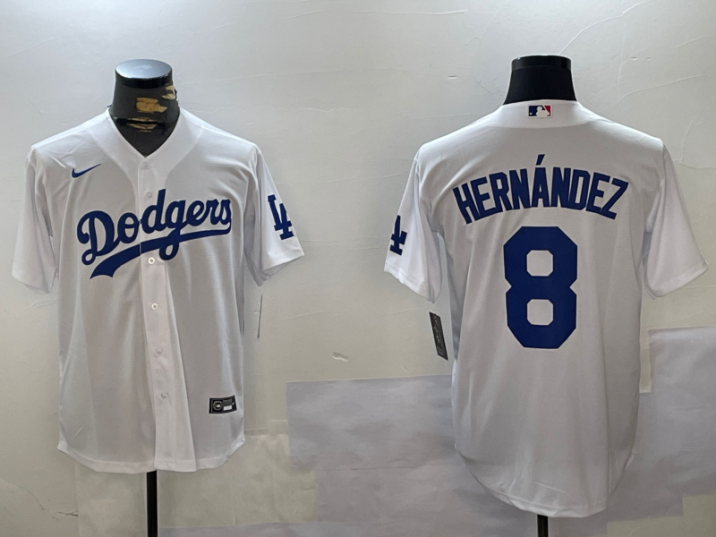 Men's Los Angeles Dodgers Enrique Hernandez #8 White Home Jersey